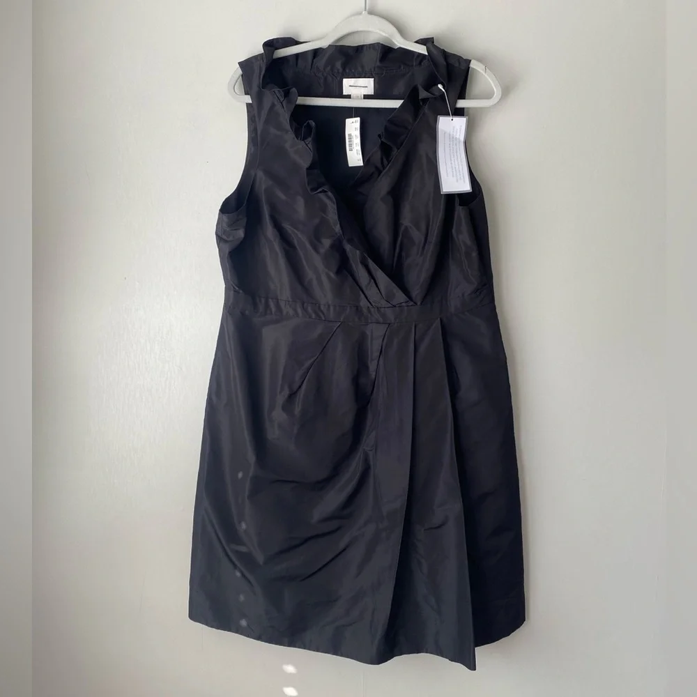 NWT J. Crew Silk Blakely Faux Wrap Ruffle Dress Black 18